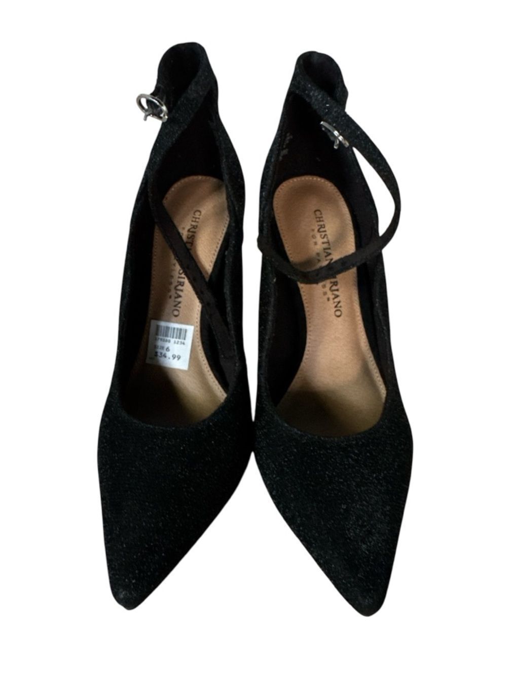 Christian Siriano Black Pointed Ankle-Strap Pumps NWT